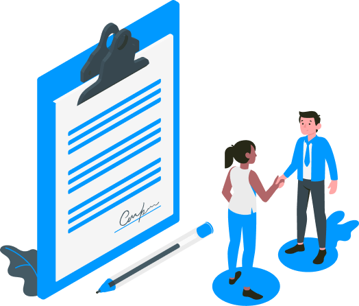 A woman and a man shaking hands