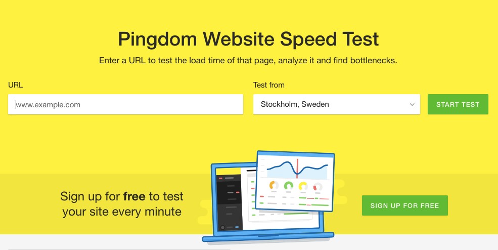 pingdom website speed test layout