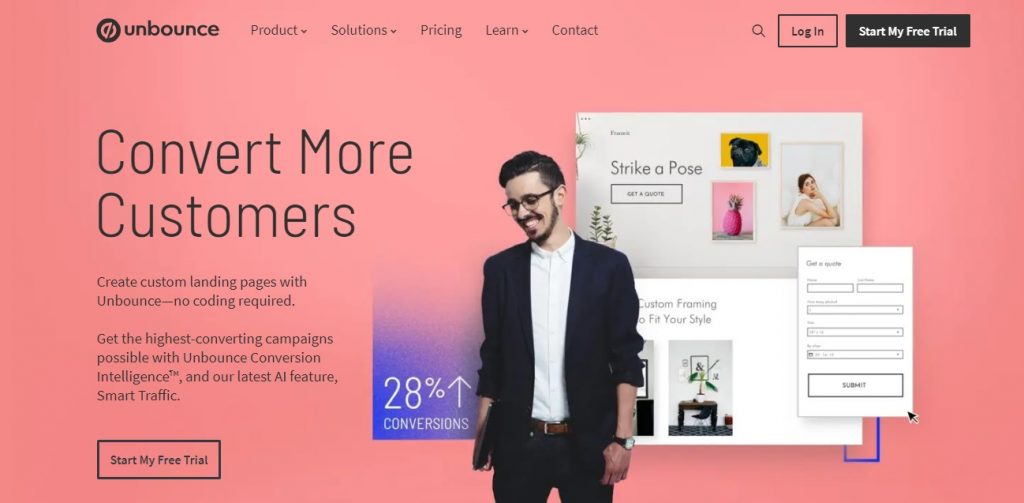 unbounce homepage layout